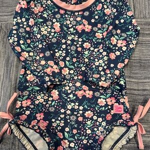 Barely worn Ruffle Butts Floral Long Sleeve Swimsuit size 18-24 months